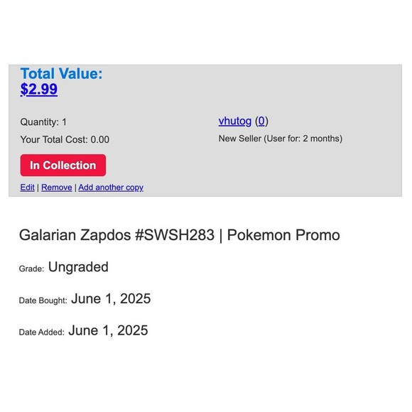 Galarian Zapdos SWSH283 SWSH: Sword & Shield Promo Cards Holo - Picture 9 of 9